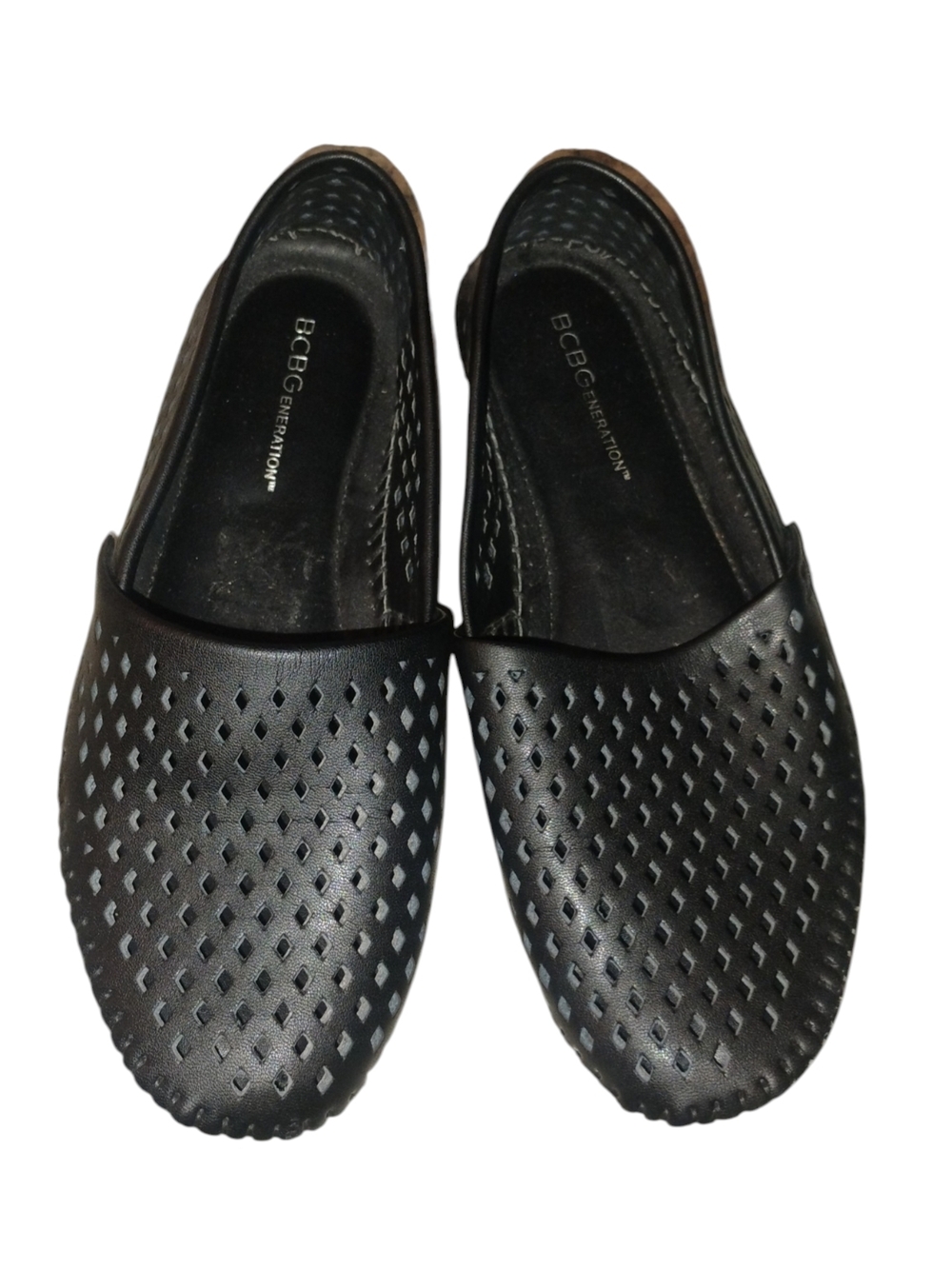 BCBGeneration Black Perforated Slip-On Loafers SZ 7.5